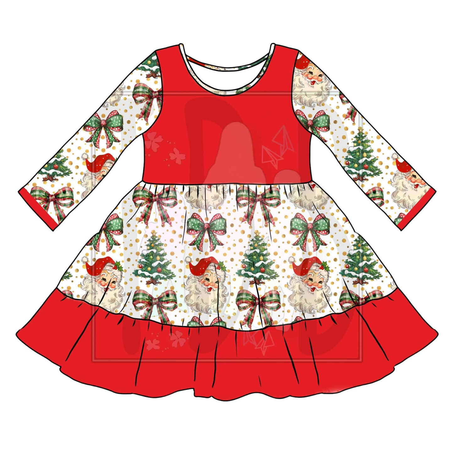 *Limited Deal- REMAKE* FREE SHIPPING! Vintage Santa Tiered Dress: TDB Exclusive Pre-Order -