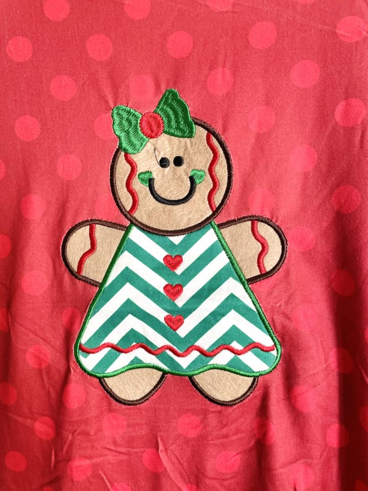 12-18mo 18-24mo Christmas Embroidered Gingerbread Romper *CLOSEOUT SALE*