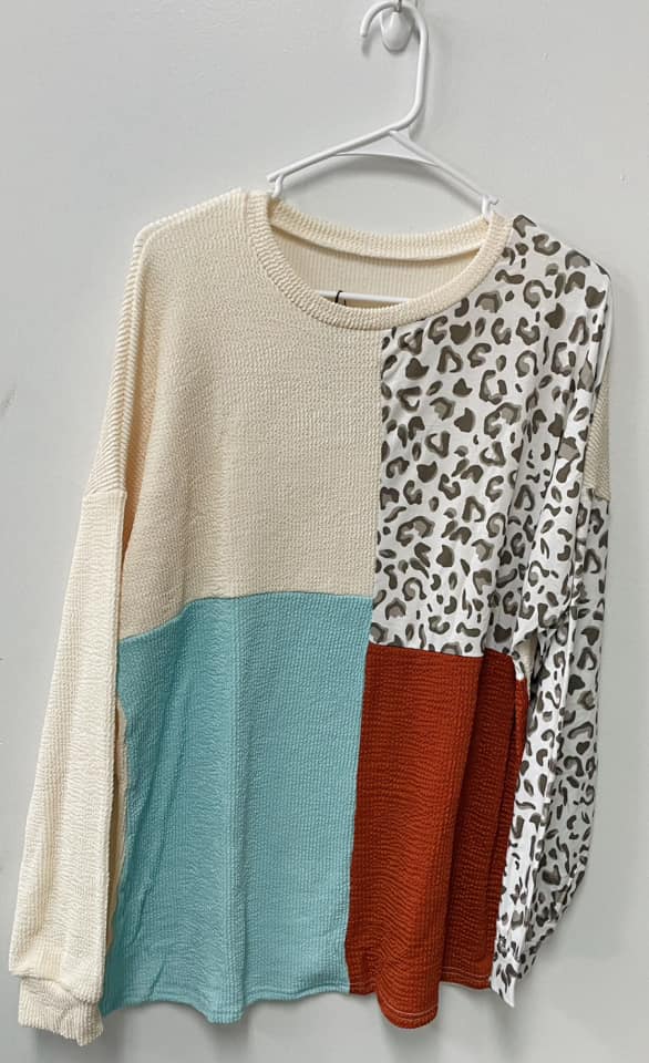 LARGE Women's Colorblock Sweater (blue) *CLOSEOUT SALE*