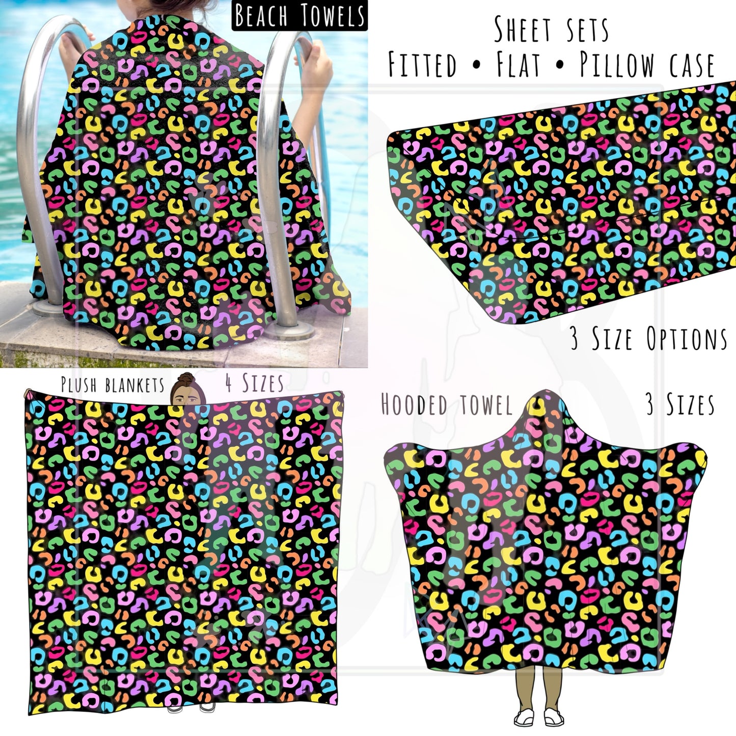 Rainbow Animal Print Personalized Items ~ Sheets, Pillowcases, Blankets, Towels ~