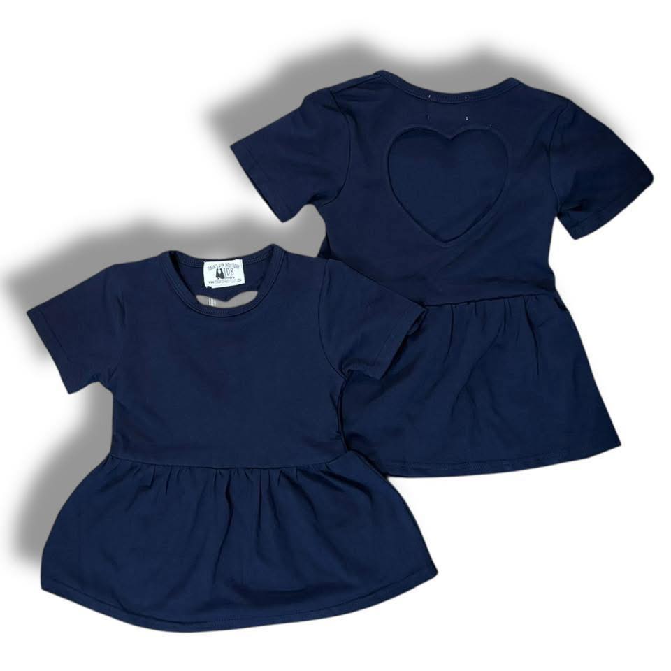 3T 4T Heart Back Navy Peplum: TDB Exclusive Top *CLOSEOUT SALE*