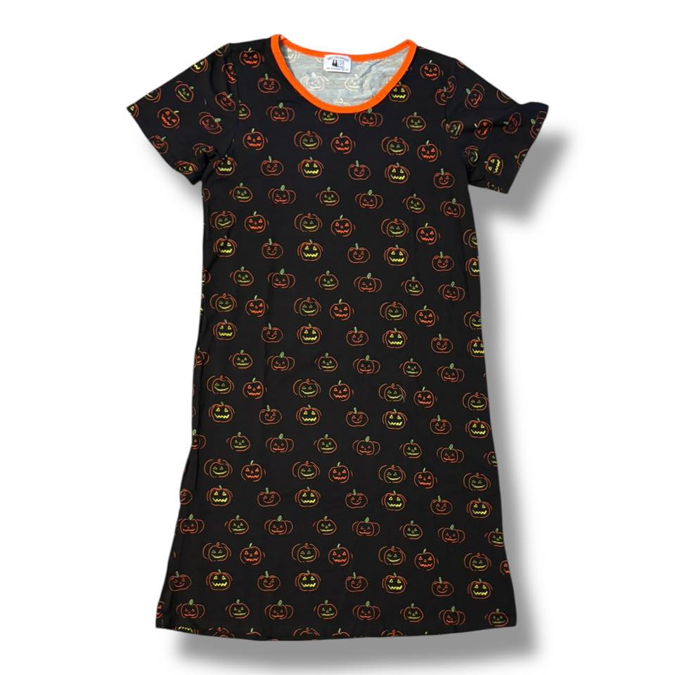Adult Medium Large and 3XL Bamboo Neon Pumpkins Gown: TDB Exclusive *CLOSEOUT SALE*