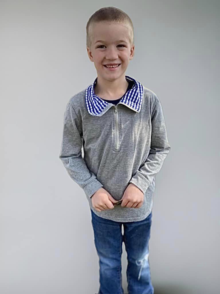 ᴡᴇᴇᴋʟʏ ᴘʀᴇ ᴏʀᴅᴇʀ Pullover- Grey with Blue Plaid Quarter Zip