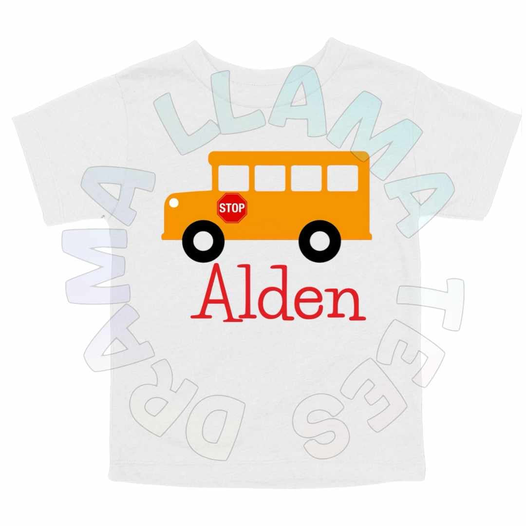 Back to School School Bus Name Tees *multiple color options*