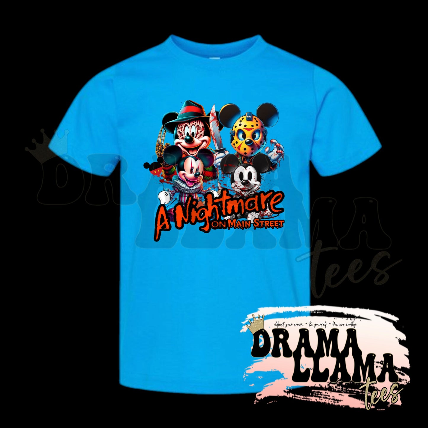 Adult Spooky Drop 1 Tees- NEON BLUE