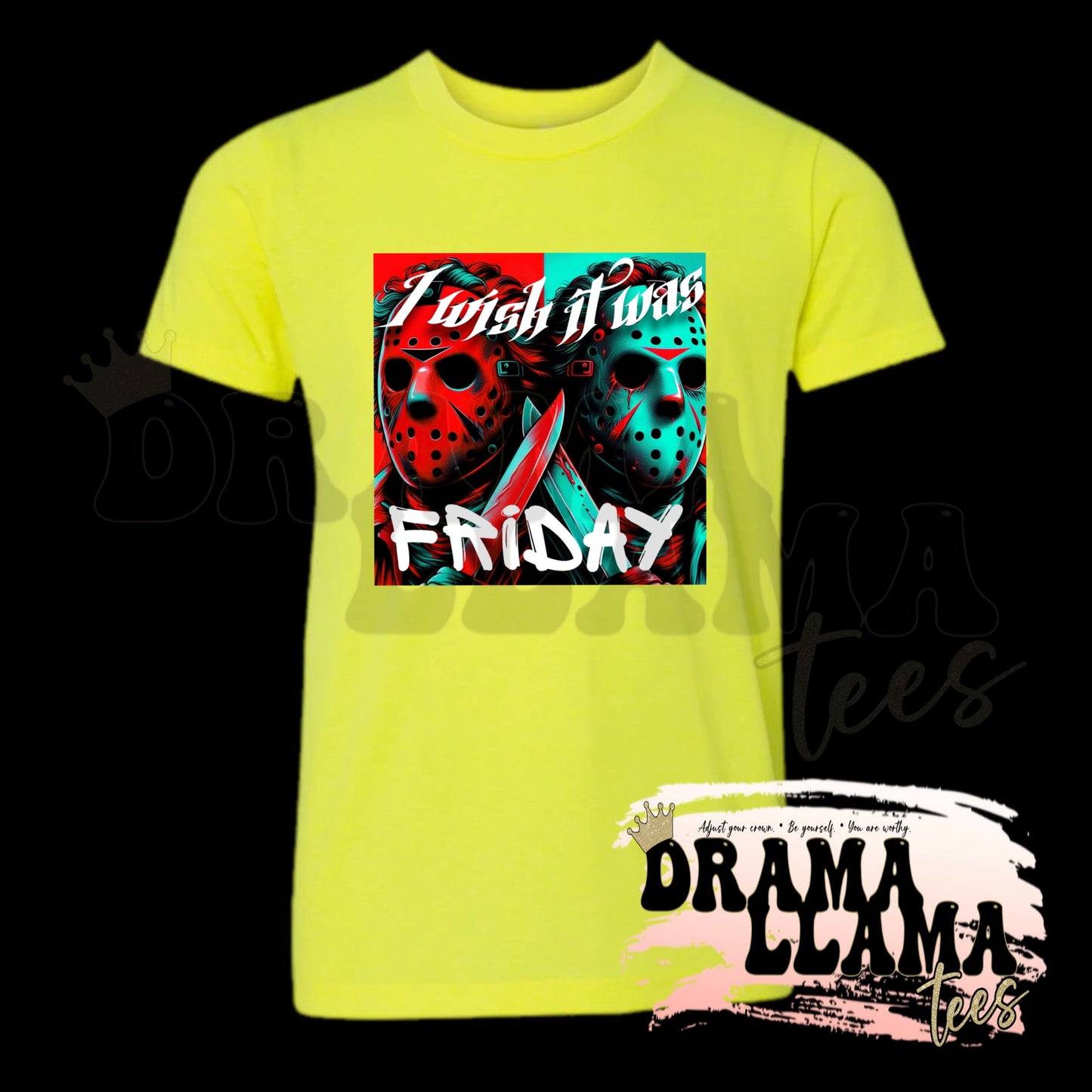 Adult Spooky Drop 1 Tees- NEON YELLOW