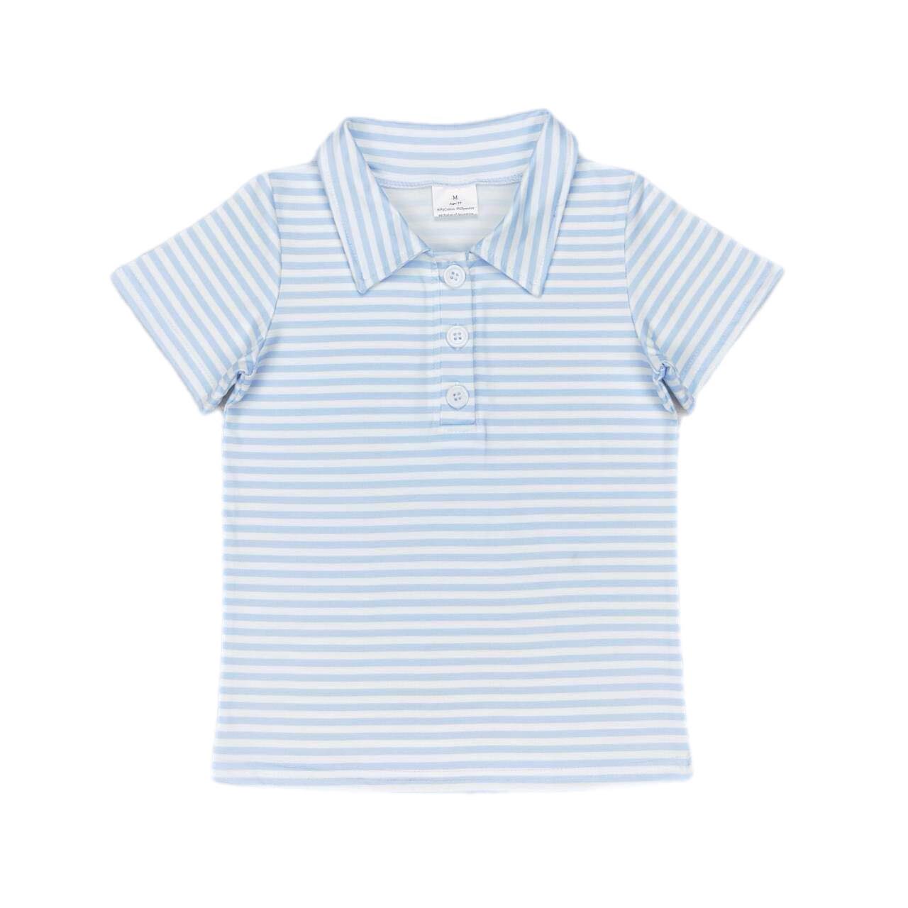 Personalized Light Blue Stripe Polo
