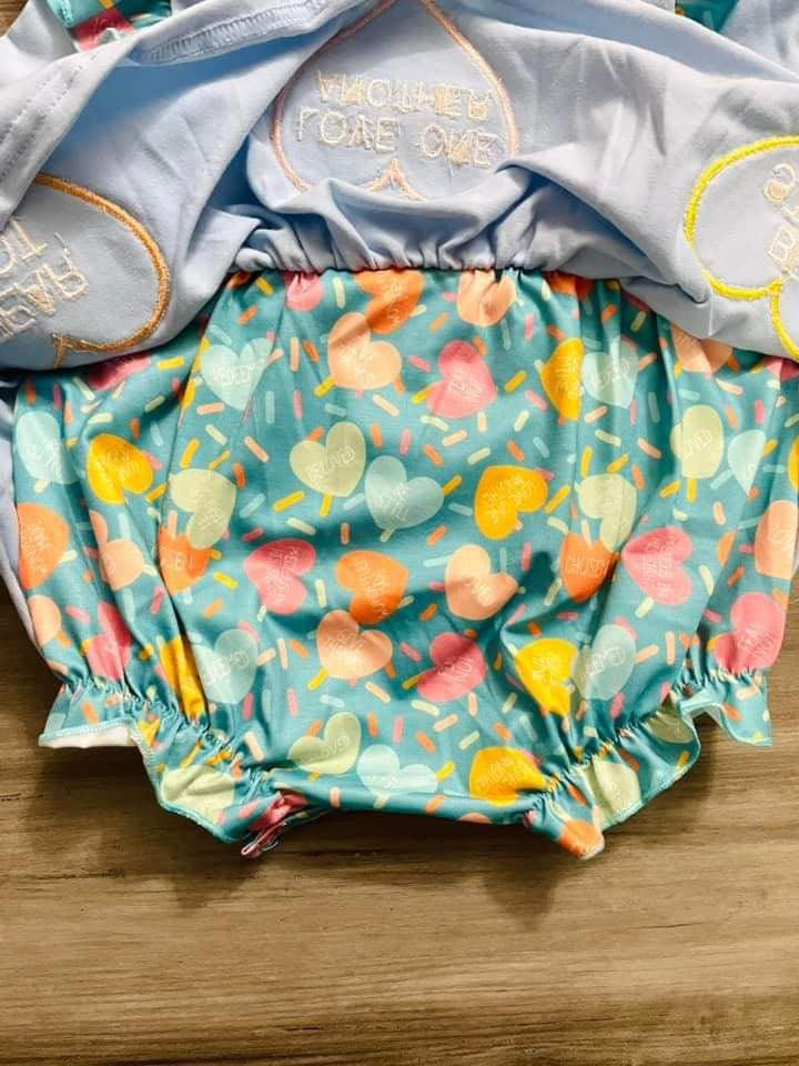 12mo Embroidered Love and Affirmations Skirted Romper *CLOSEOUT SALE*