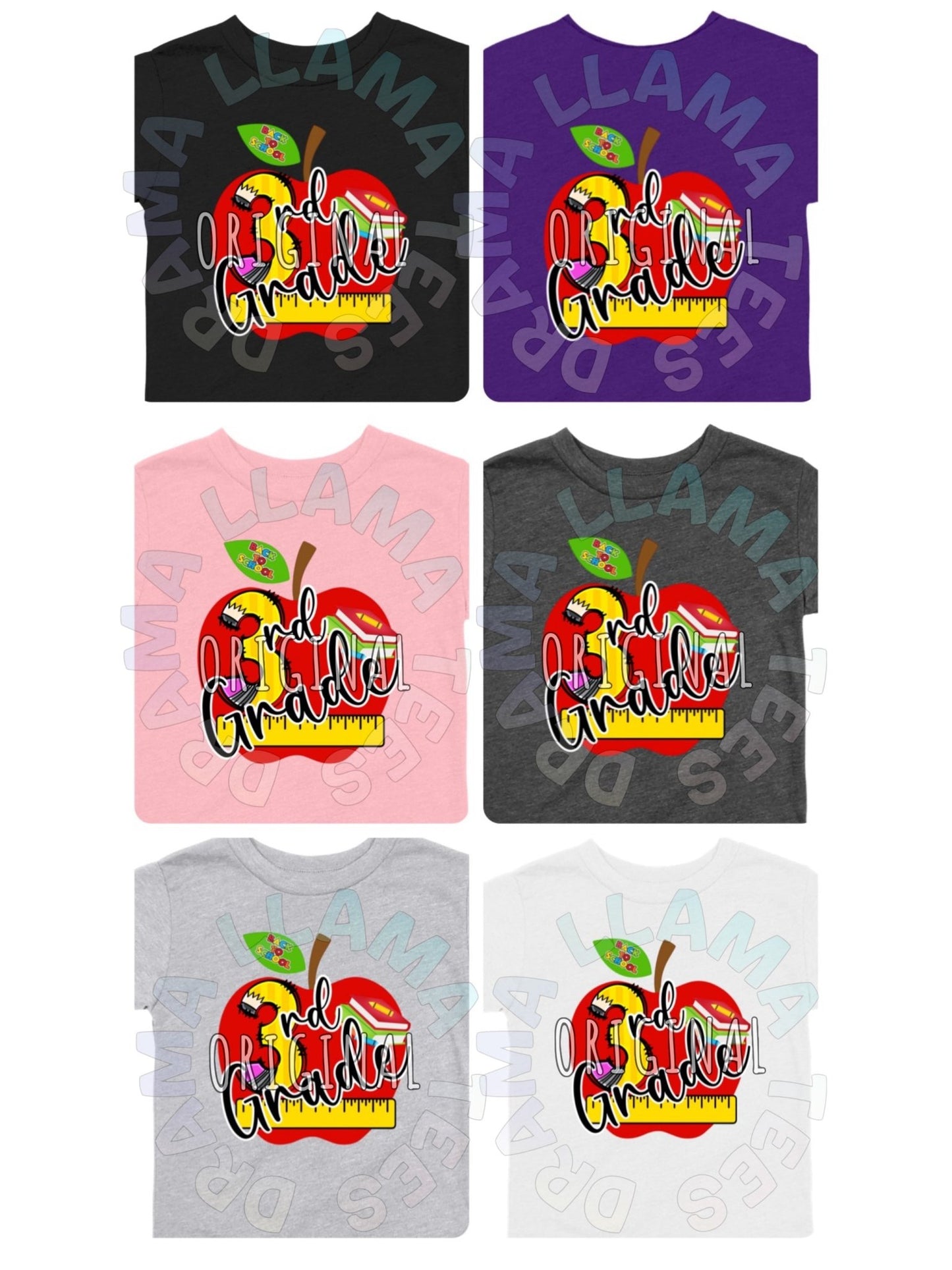*Any Grade* Drama Llama Original Back to School Tees | Apple Grades with Cursive *multiple color options* - Toria's Den Boutique | Drama Llama Tees