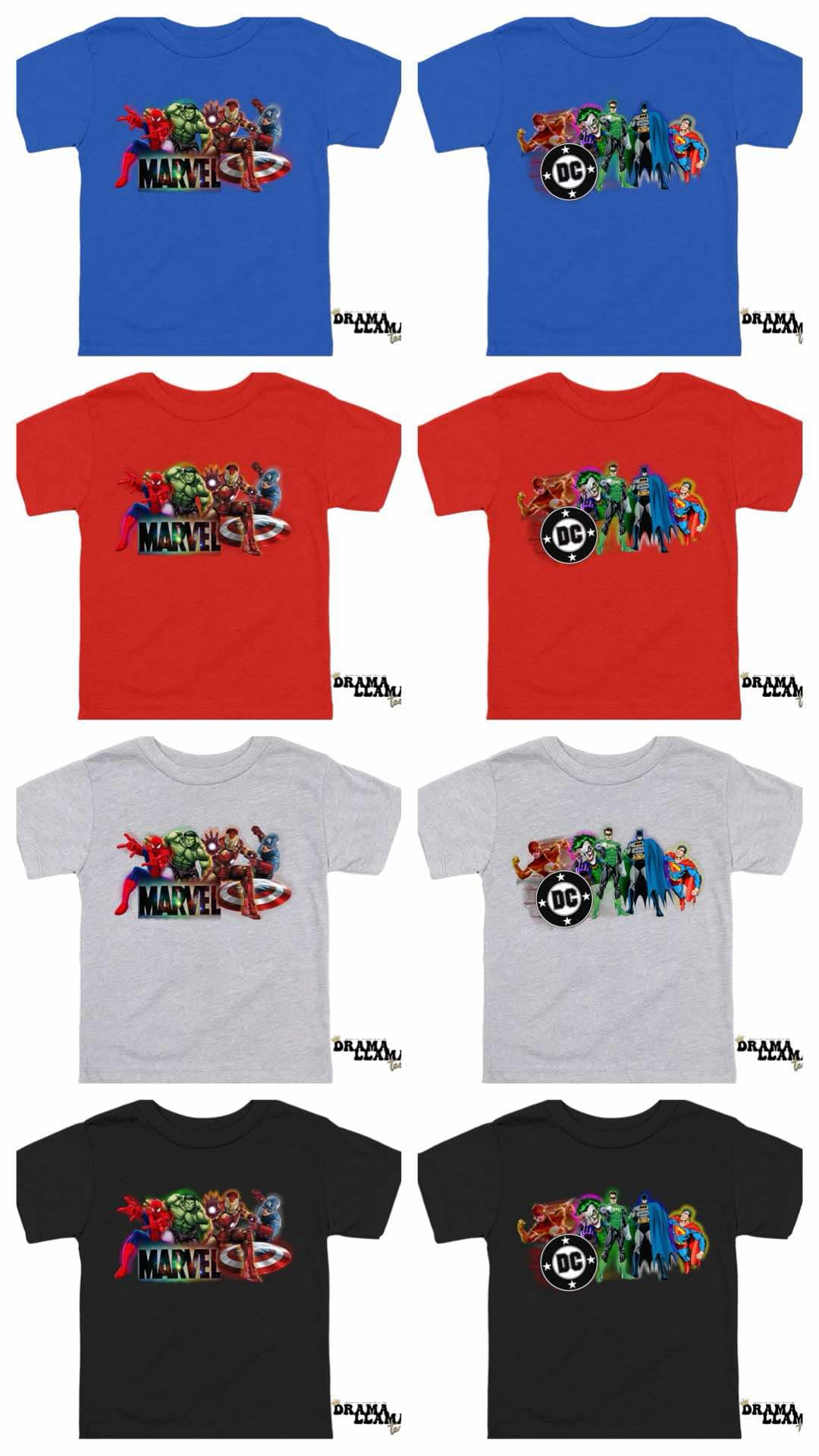 Hero Tees: Pre-Order (Put D…C…or M in Notes!) DLTPO