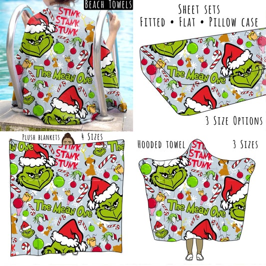 Mean Christmas Guy Personalized Items ~ Sheets, Pillowcases, Blankets, Towels ~