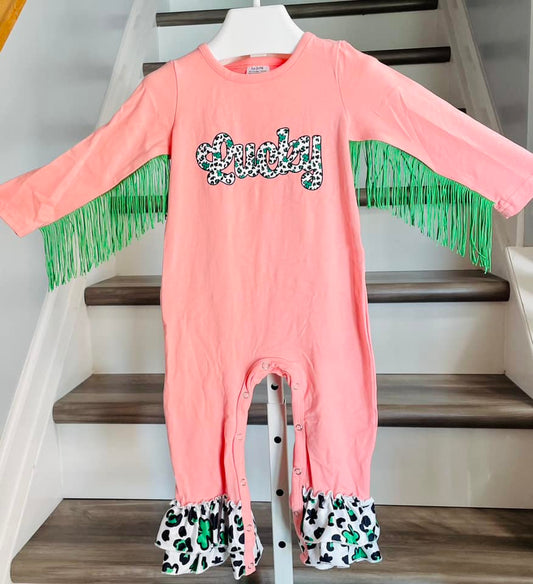 12-18 18-24  ʀᴇᴀᴅʏ ᴛᴏ ꜱʜɪᴘ! St. Patrick's Day Lucky Fringe Romper