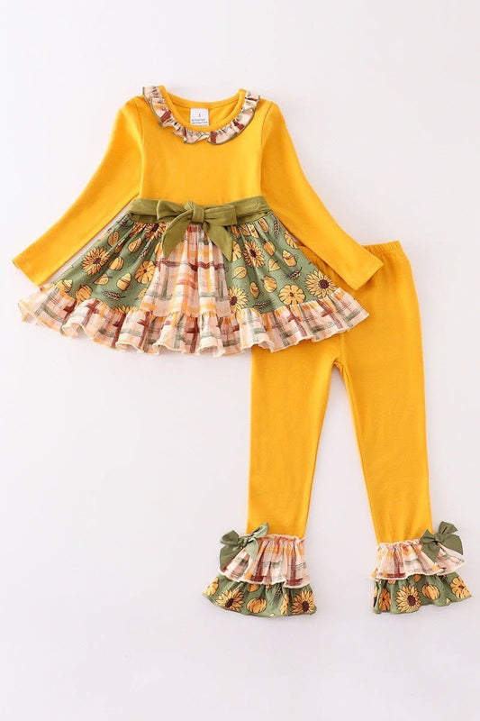 3T 4T  Mustard Tie Back Ruffle Set  *CLOSEOUT SALE*