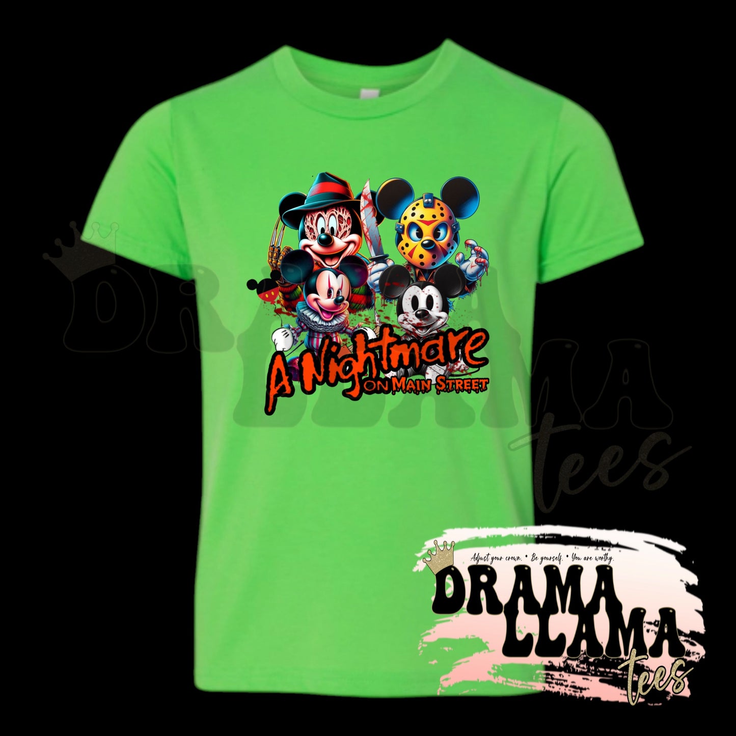 Youth Spooky Drop 1 Tees- Neon Green