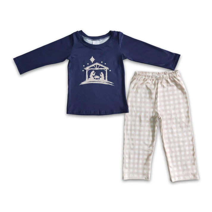 ᴡᴇᴇᴋʟʏ ᴘʀᴇ ᴏʀᴅᴇʀ Christmas Religious Nativity Check Pants Set