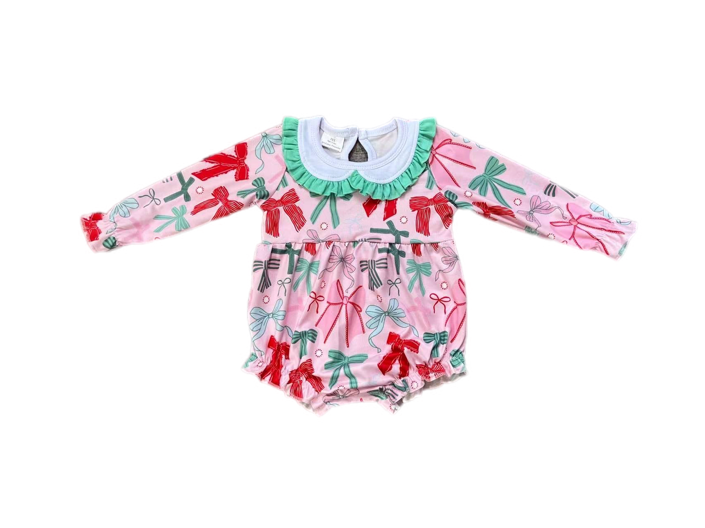 Christmas Bows Ruffle Romper: Pre-Order