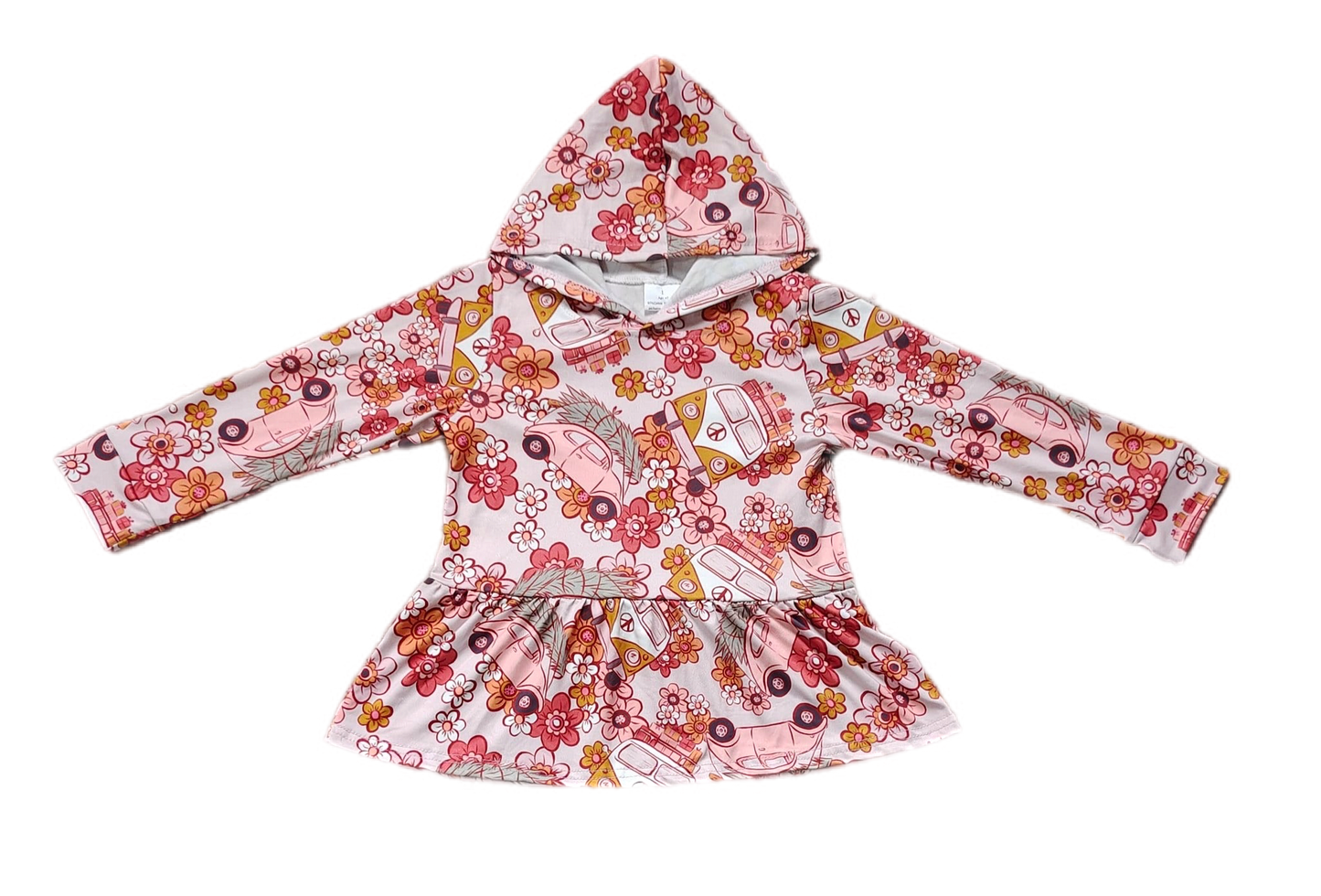 Christmas Pink Hippie Florals Ruffle Hoodie: Pre-Order