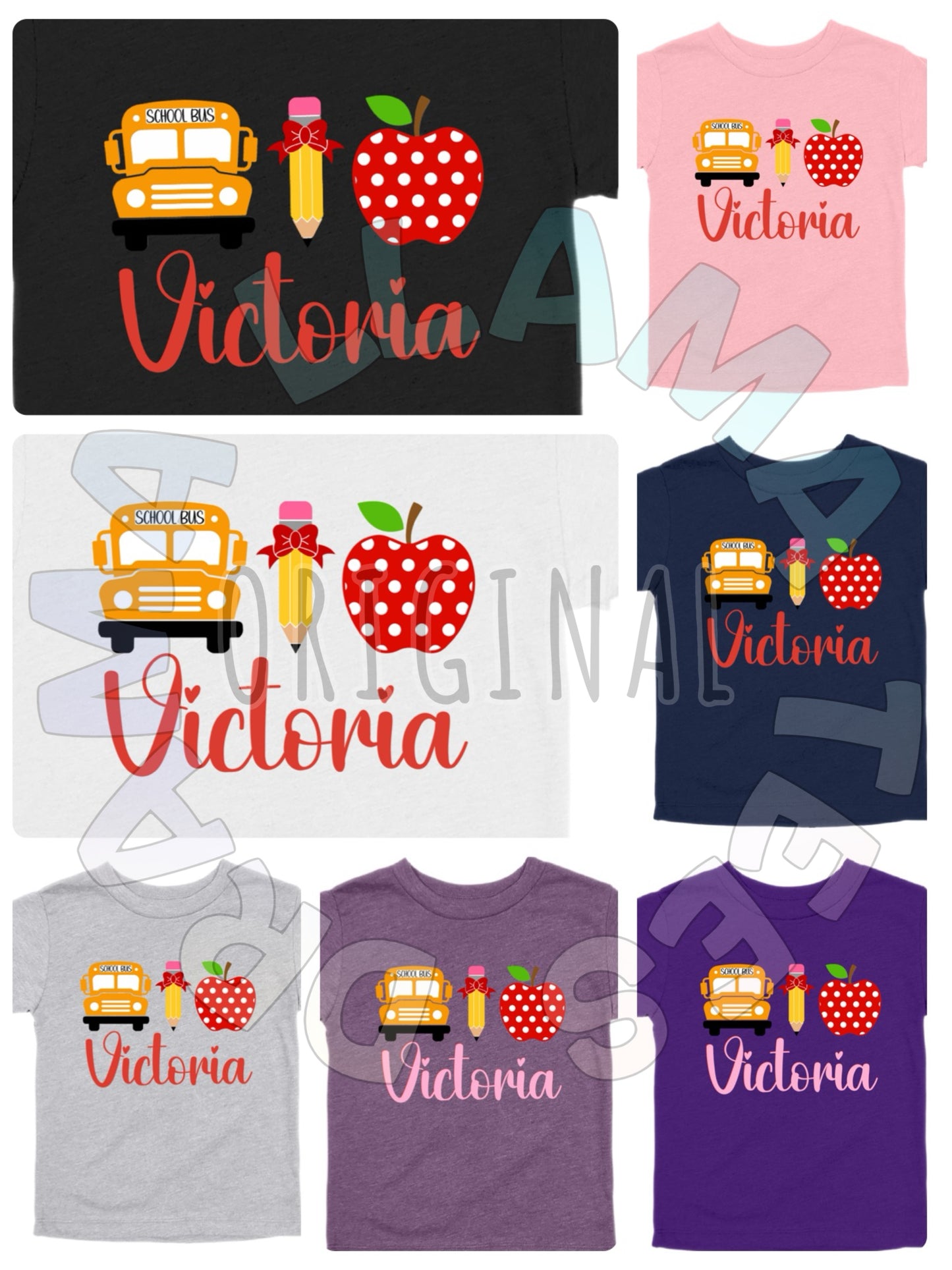 ✨Drama Llama Original✨ Back to School Triple Element Name Tees *multiple color options*