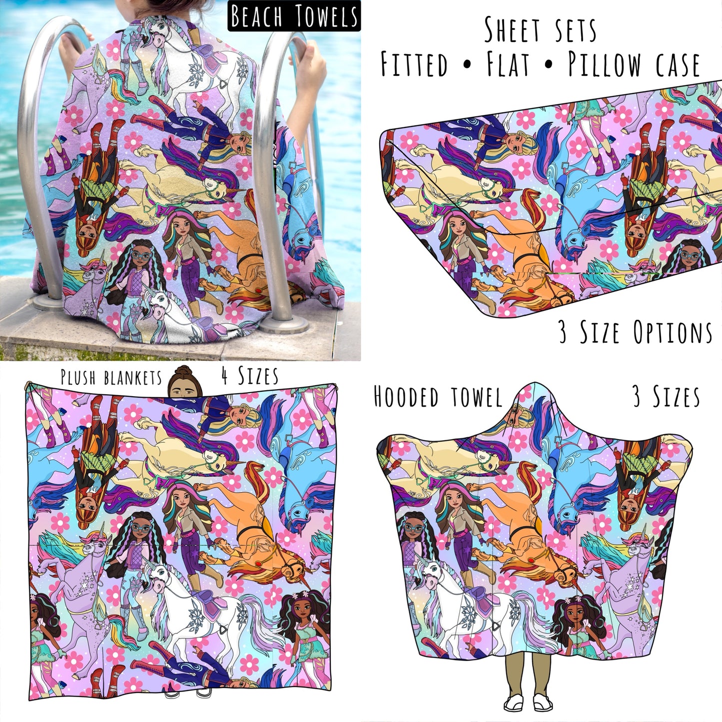 Unicorn School Personalized Items ~ Sheets, Pillowcases, Blankets, Towels ~