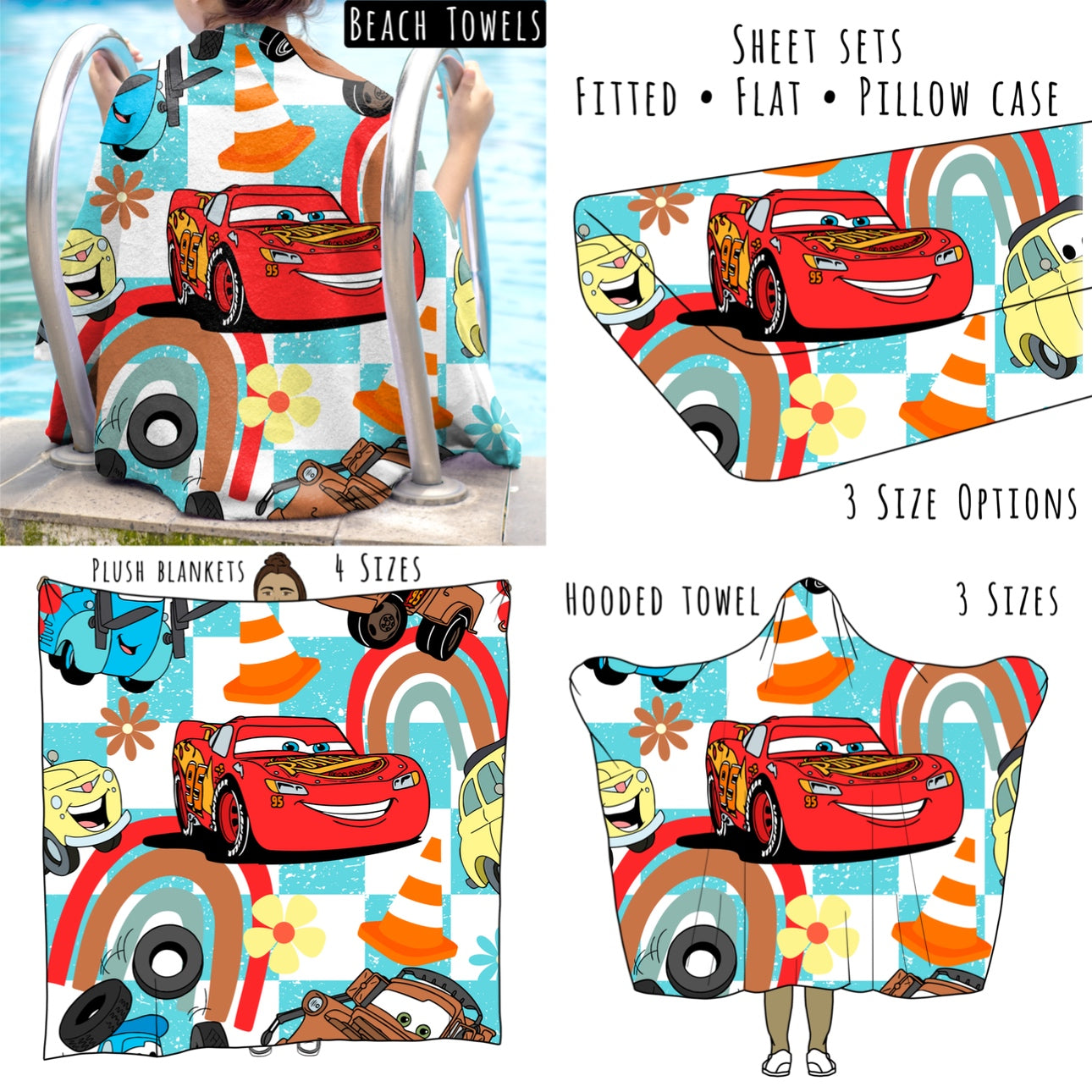 Vroom 2 Personalized Items ~ Sheets, Pillowcases, Blankets, Towels ~