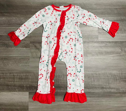 2T  ʀᴇᴀᴅʏ ᴛᴏ ꜱʜɪᴘ! Christmas Candy Cane Ruffle Zippie