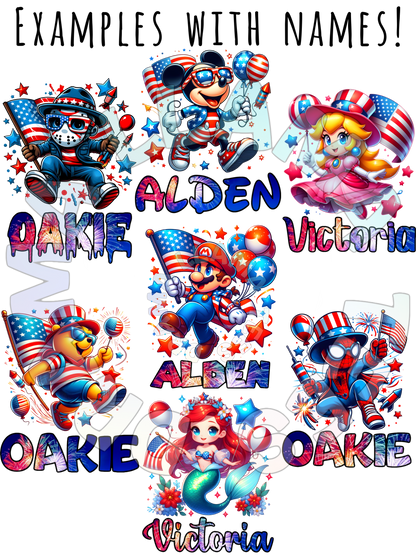 Fourth of July Character Tees *multiple color and pattern options*