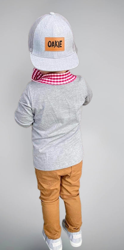ᴡᴇᴇᴋʟʏ ᴘʀᴇ ᴏʀᴅᴇʀ Pullover- Grey with Red Plaid Quarter Zip