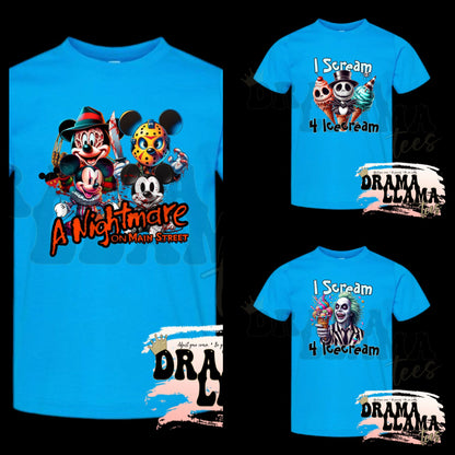 Youth Spooky Drop 1 Tees- NEON BLUE