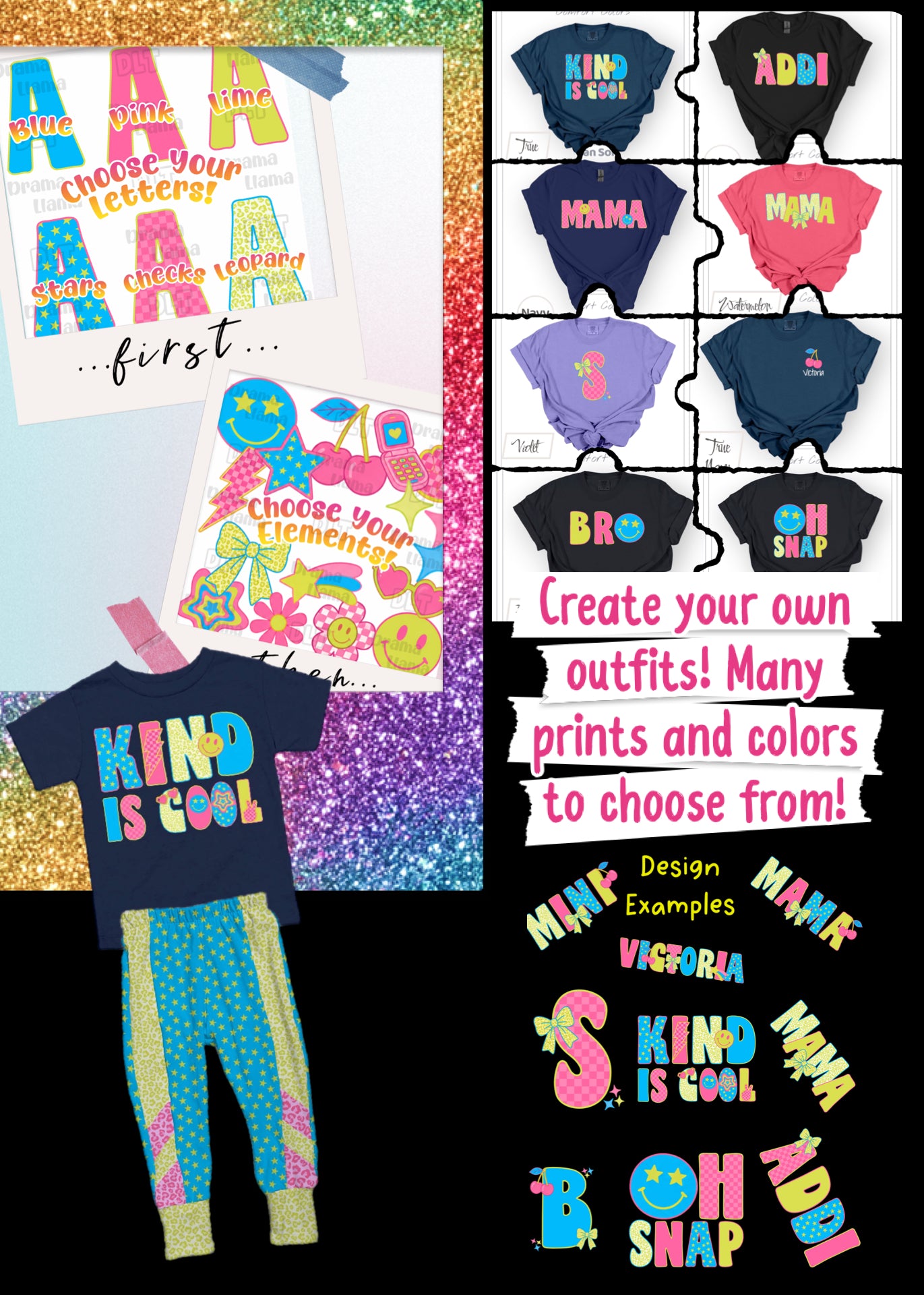 Create-Your-Own Multi-Print Tees | DLT + RR Collab | Put name/phrase/design in note box! | Pre-Order