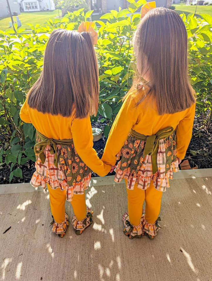 2T 3T  4T ʀᴇᴀᴅʏ ᴛᴏ ꜱʜɪᴘ! Mustard Tie Back Ruffle Set