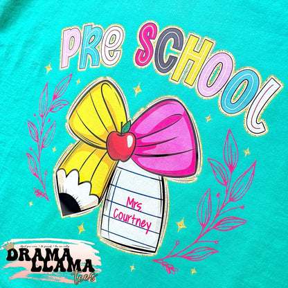 Grades Student OR Teacher Ribbon Personalized Tee (Put name in note to seller or email!)