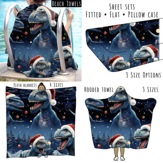 TRex Christmas Personalized Items ~ Sheets, Pillowcases, Blankets, Towels ~