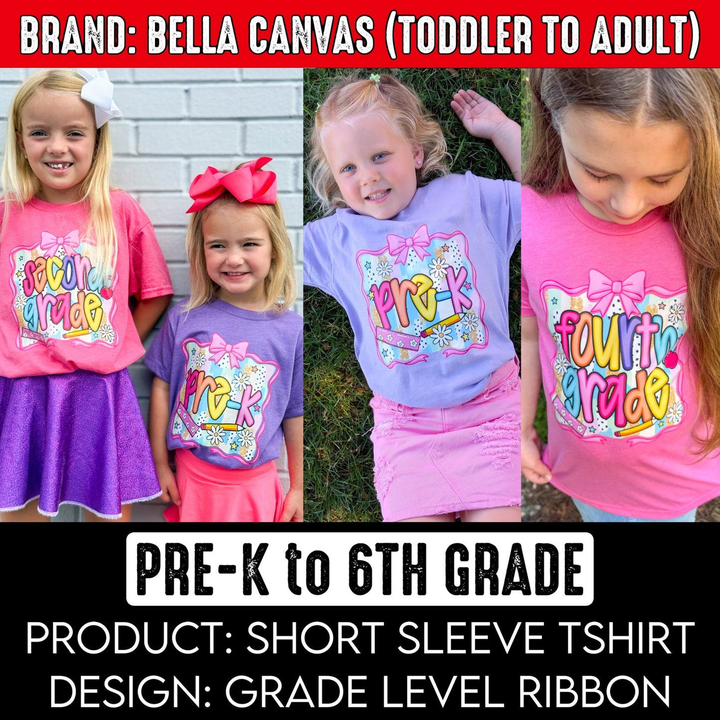 Colorful Ribbon Grades | Brand: Bella Canvas | Put GRADE & SIZE in note box! | Toddler to Adult Sizes