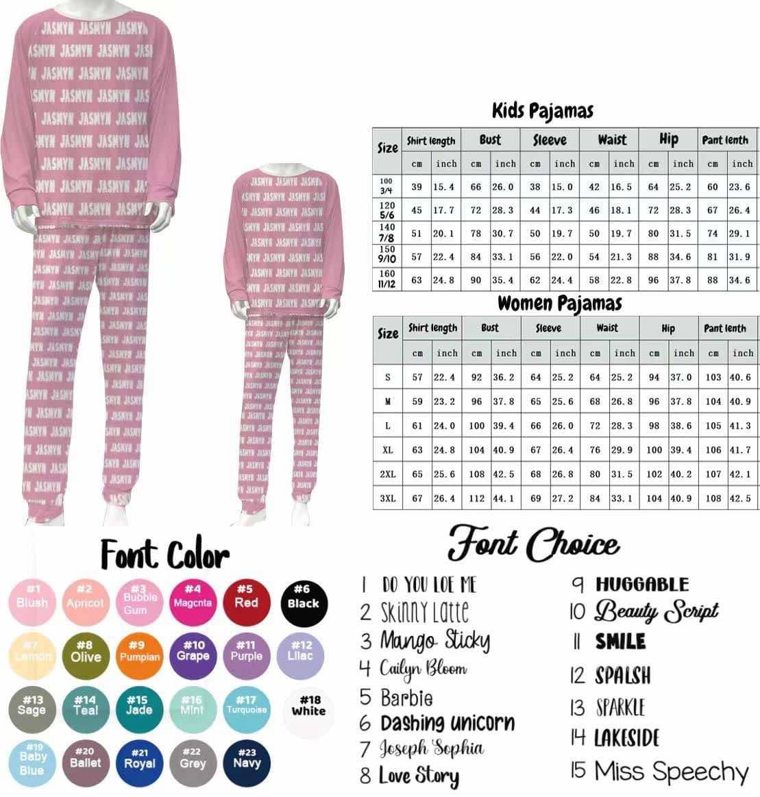 Custom Name Pajamas (Loose Fitting) Pre-Order