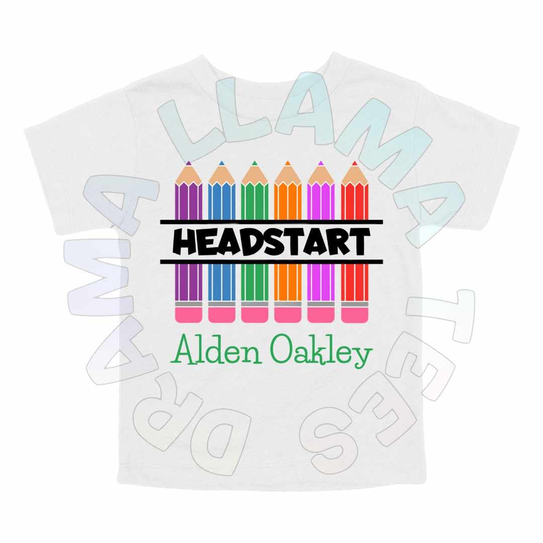 Coloring Pencil Grade and Name Tees *multiple color options* Any Grade