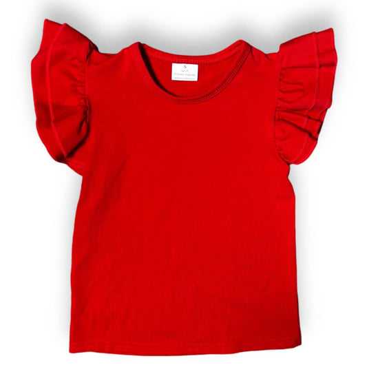 8-9 Red Ruffle Sleeve Top *CLOSEOUT SALE* (