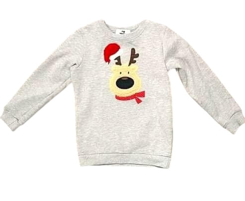 6-7T Christmas Fluffy Reindeer Sweatshirt  *CLOSEOUT SALE*