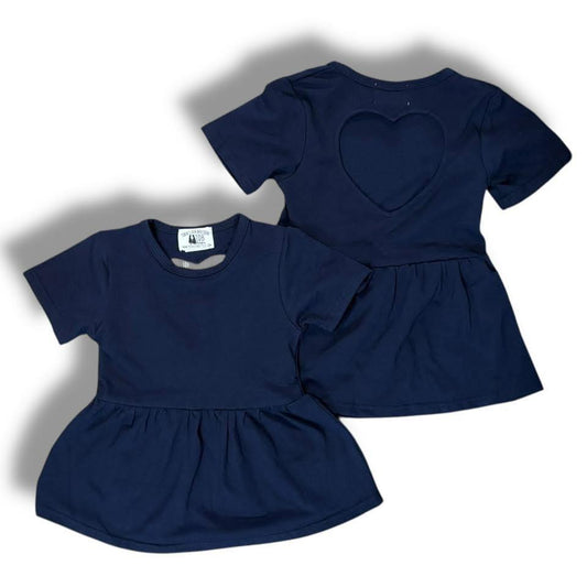 3T 4T Heart Back Navy Peplum: TDB Exclusive Top *CLOSEOUT SALE*