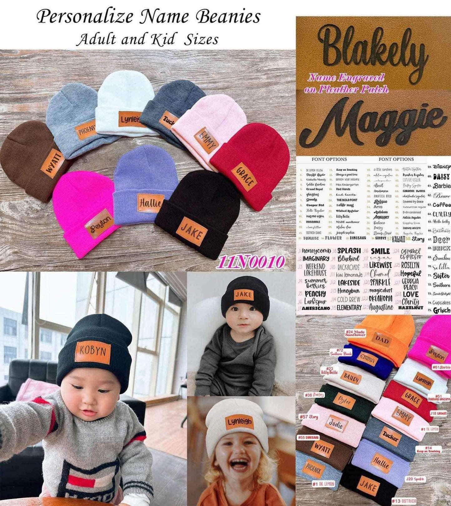 Personalized Beanies with Name Patch Pre-Order