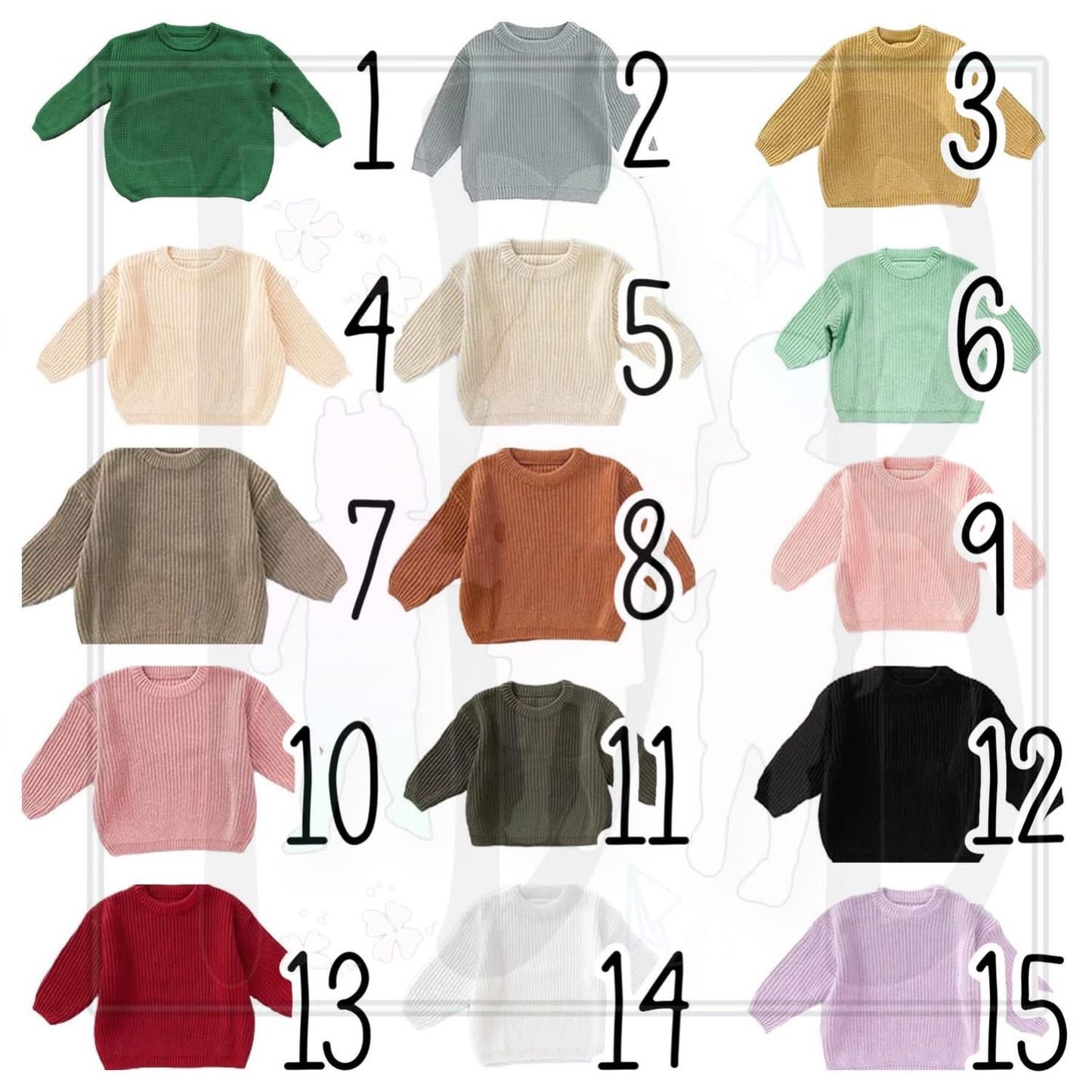 Oversized Double Name Embroidered Thick Knit Sweaters