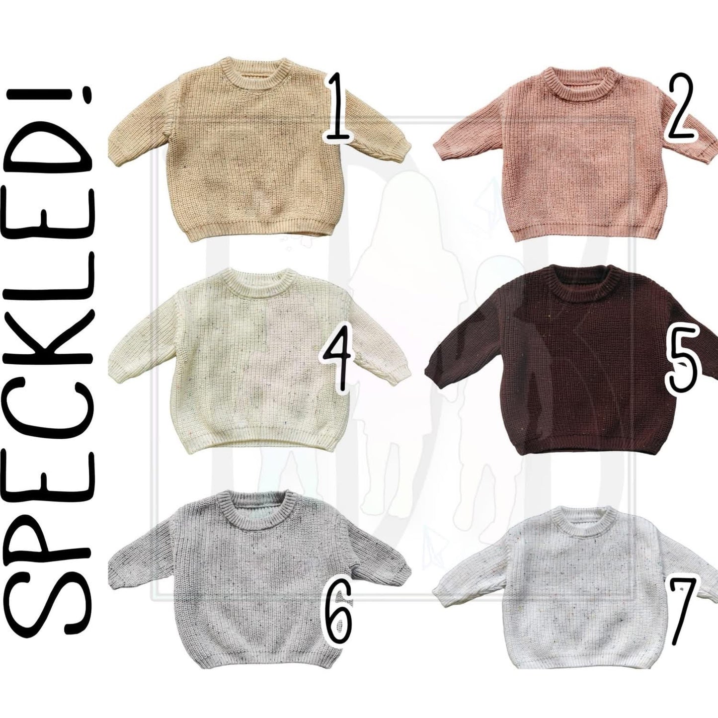 Oversized Double Name Embroidered Thick Knit Sweaters