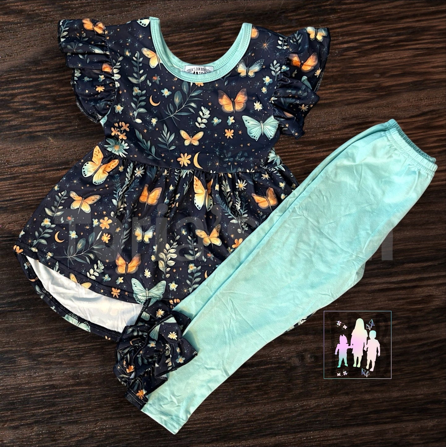 6-7 Butterflies Exclusive Hi-Lo and Ruffle Pants Set