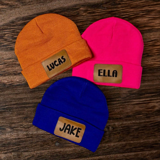 Personalized Beanies with Name Patch Pre-Order