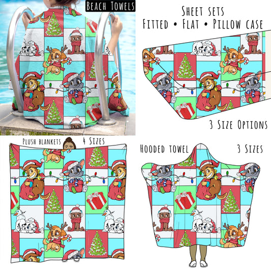 Pups 10 Christmas- Personalized Items ~ Sheets, Pillowcases, Blankets, Towels ~