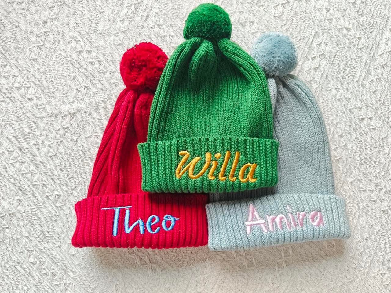Embroidered Pom Beanies Pre-Order