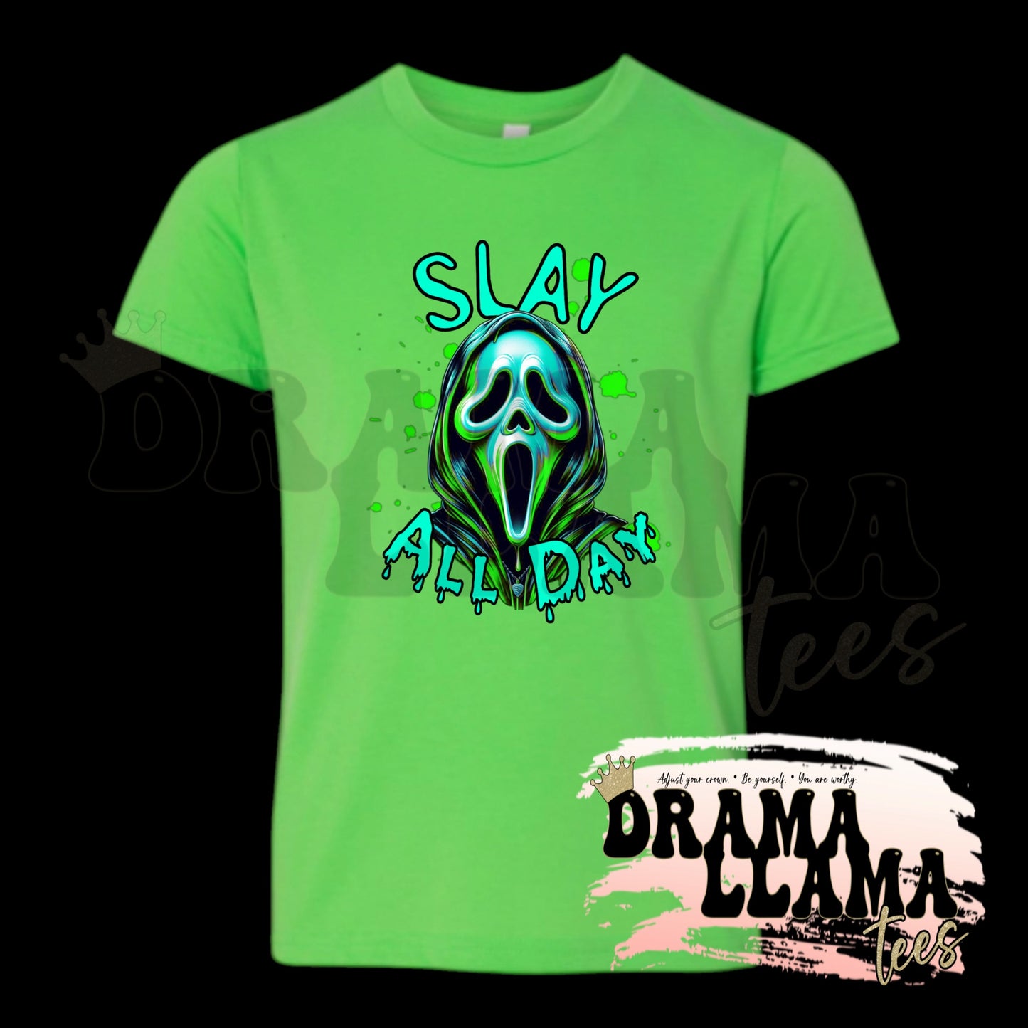 Youth Spooky Drop 1 Tees- Neon Green