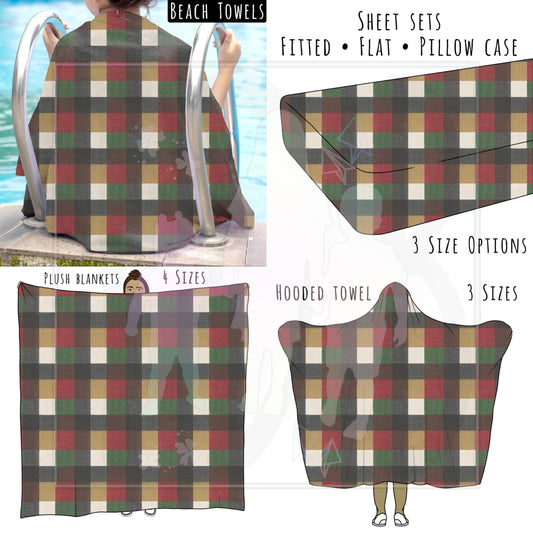 Christmas Plaid Personalized Items ~ Sheets, Pillowcases, Blankets, Towels ~