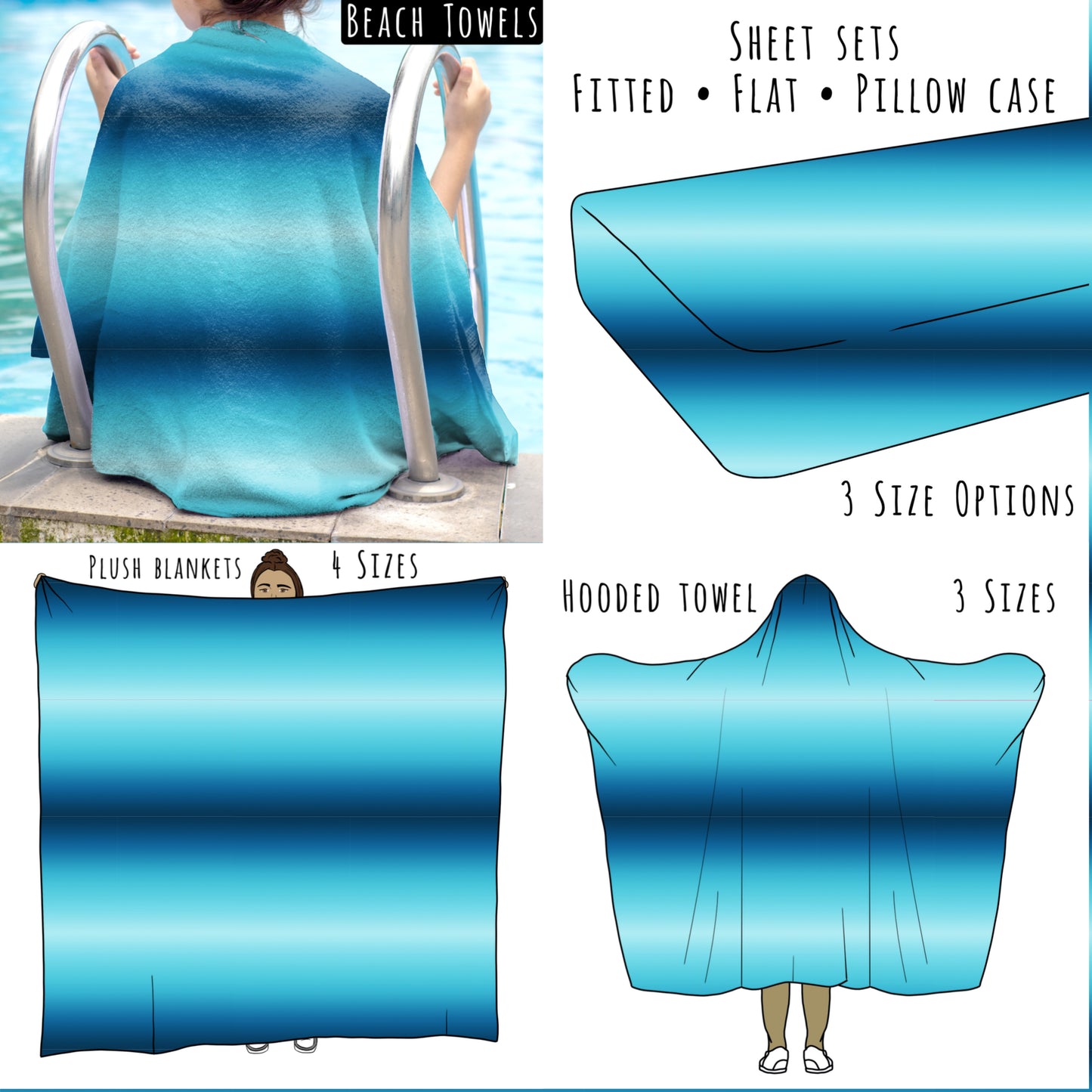 Ombre 1 Personalized Items ~ Sheets, Pillowcases, Blankets, Towels ~