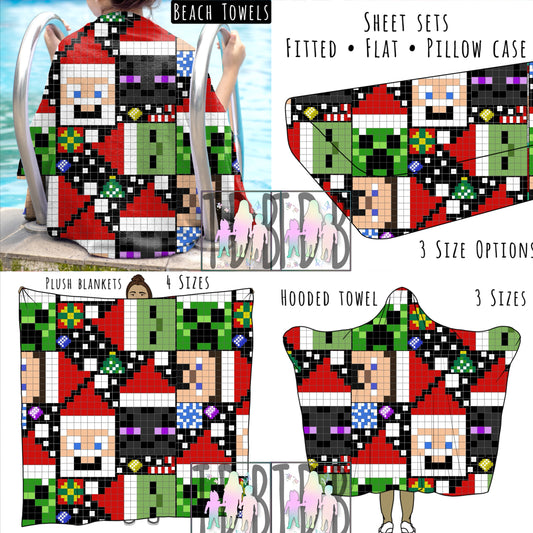 Christmas Craft Black Background Personalized Items ~ Sheets, Pillowcases, Blankets, Towels ~