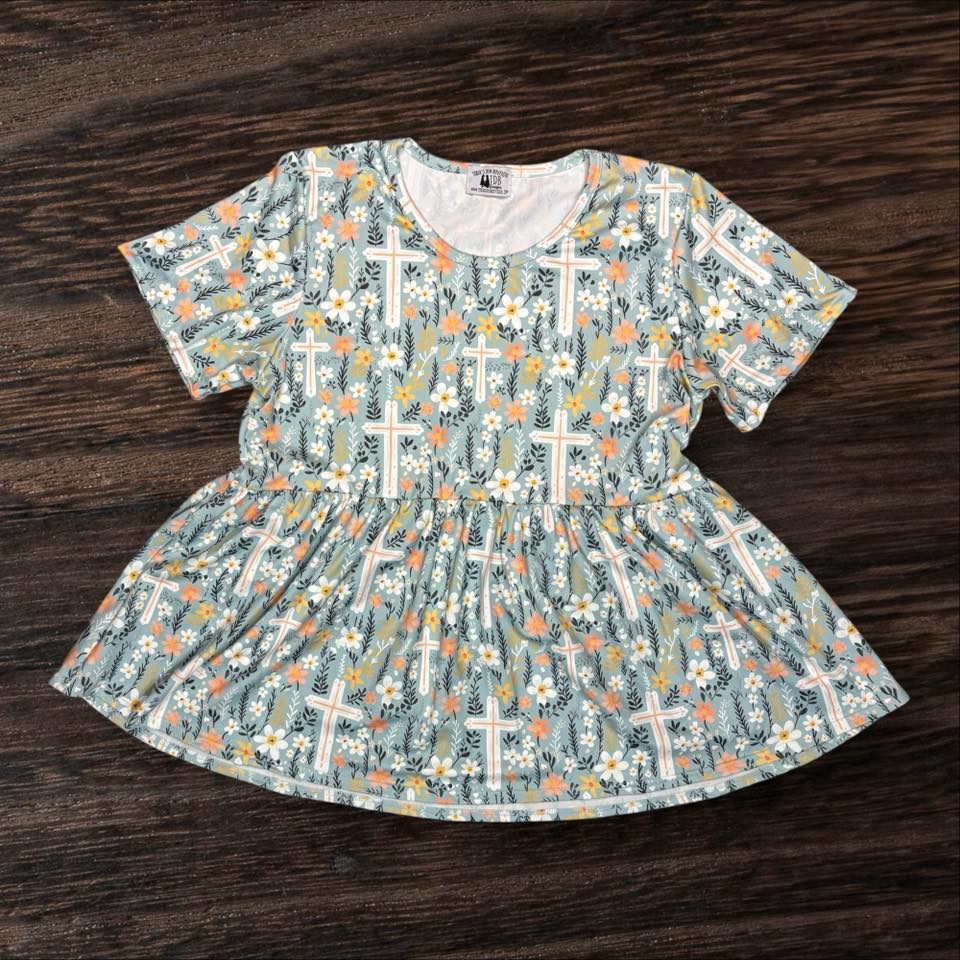 Adult M (fits like Large), Adult L (fits like XL) He is Risen Exclusive Peplum *Ready to Ship!*
